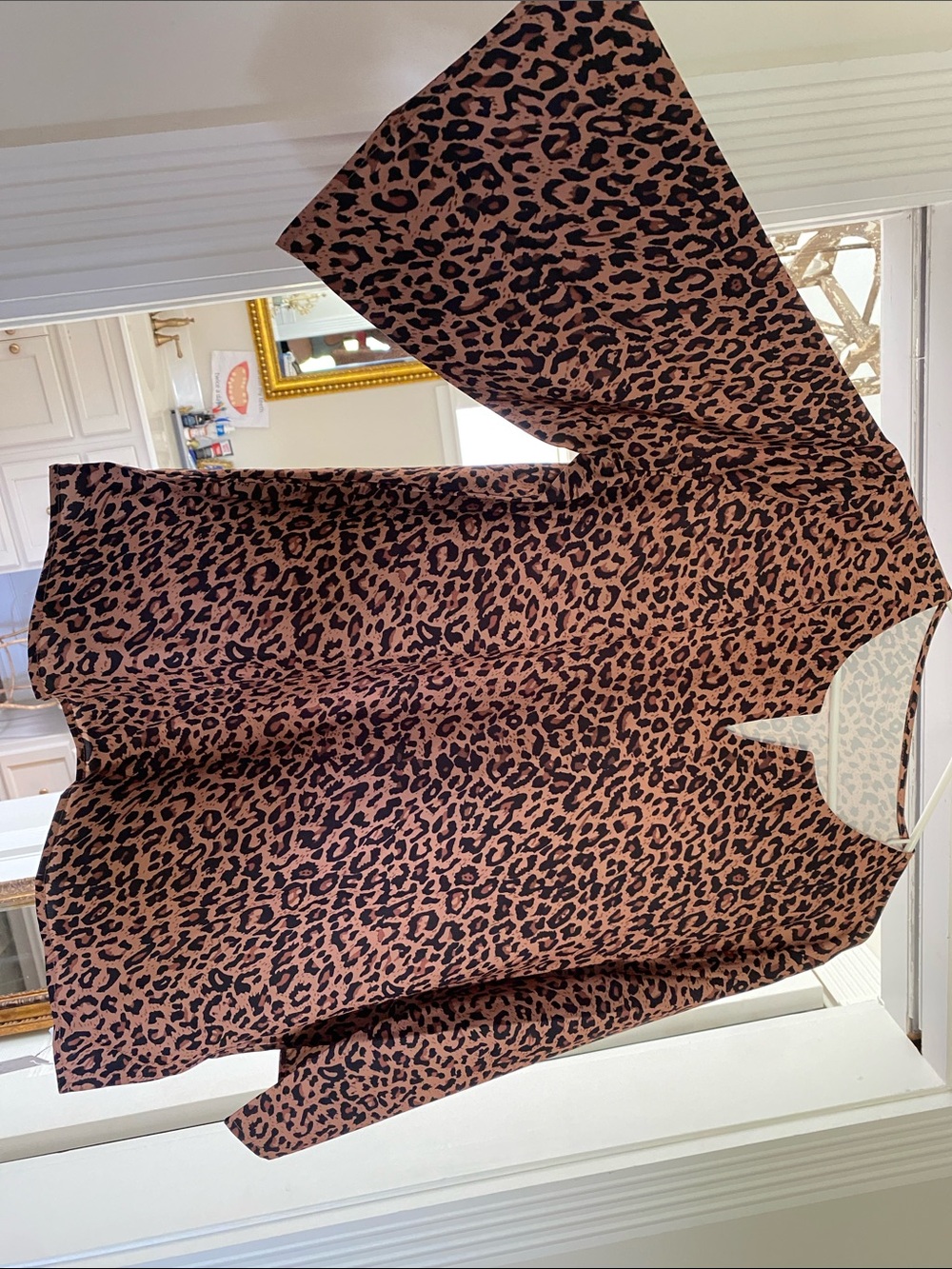 Leopard Print Long Sleeve Women’s Top - Brown/Black